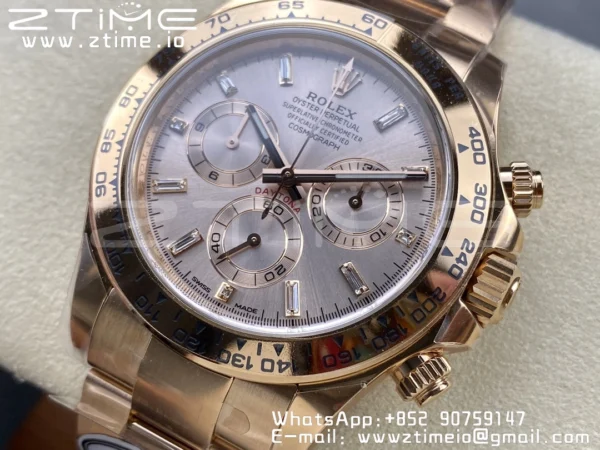 Rolex Daytona 116505 1:1 Best Edition Clean Factory RG Moissanite Dial on RG Bracelet SA4130 v2 - Super Clone Watch | 1:1 Best Version