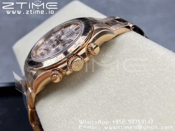 Rolex Daytona 116505 1:1 Best Edition Clean Factory RG Moissanite Dial on RG Bracelet SA4130 v2 - Super Clone Watch | 1:1 Best Version