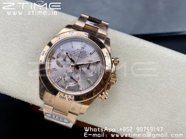 Rolex Daytona 116505 1:1 Best Edition Clean Factory RG Moissanite Dial on RG Bracelet SA4130 v2 - Super Clone Watch | 1:1 Best Version
