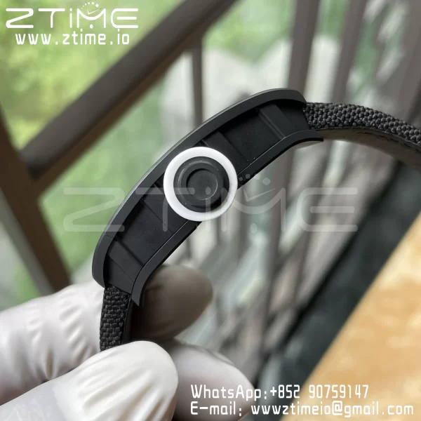 RICHARD MILLE RM055 BlackCeramic BBR Factory Best Edition Skeleton White Dial Black Inside Frame on Black nylon strap Clone RMUL2 V3 - Super Clone Watch | 1:1 Best Version