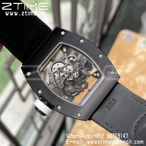 RICHARD MILLE RM055 BlackCeramic BBR Factory Best Edition Skeleton White Dial Black Inside Frame on Black nylon strap Clone RMUL2 V3 - Super Clone Watch | 1:1 Best Version