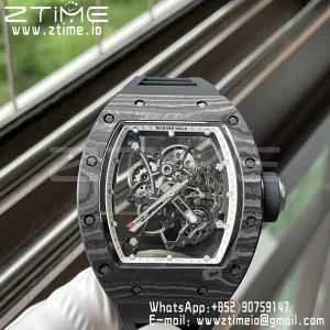 RICHARD MILLE RM055 NTPT BBR Factory Best Edition Skeleton Black Dial White Inside Frame on Black Rubber Strap Clone RMUL2 V3 - Super Clone Watch | 1:1 Best Version