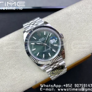 Rolex DateJust 41 126334 Clean 1:1 Best Edition 904L Steel Green Stick Dial on Jubilee Bracelet VR3235 - Super Clone Watch | 1:1 Best Version