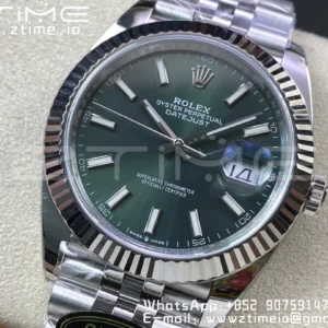 Rolex DateJust 41 126334 Clean 1:1 Best Edition 904L Steel Green Stick Dial on Jubilee Bracelet VR3235 - Super Clone Watch | 1:1 Best Version