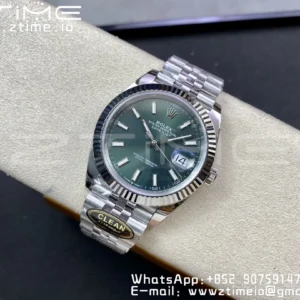 Rolex DateJust 41 126334 Clean 1:1 Best Edition 904L Steel Green Stick Dial on Jubilee Bracelet VR3235 - Super Clone Watch | 1:1 Best Version