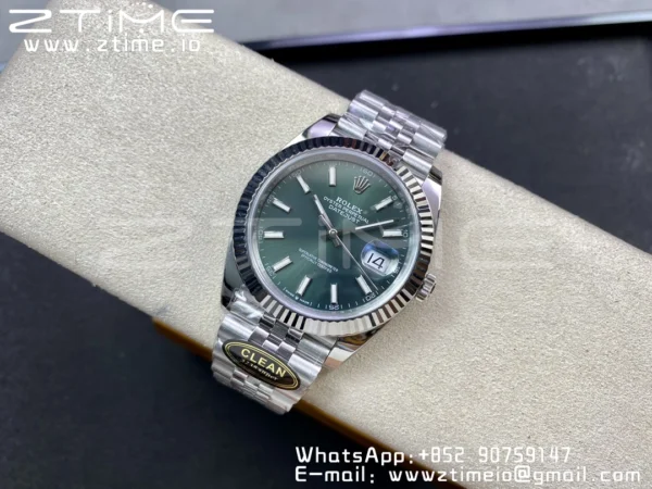 Rolex DateJust 41 126334 Clean 1:1 Best Edition 904L Steel Green Stick Dial on Jubilee Bracelet VR3235 - Super Clone Watch | 1:1 Best Version
