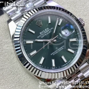 Rolex DateJust 41 126334 Clean 1:1 Best Edition 904L Steel Green Stick Dial on Jubilee Bracelet VR3235 - Super Clone Watch | 1:1 Best Version