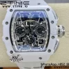RICHARD MILLERM RM11-03 White Ceramic Case Chrono KVF 1:1 Best Edition セラミックベゼル スケルトンダイヤル ホワイトラバーストラップ A7750 V3 - スーパークローンウォッチ｜1:1ベストバージョン