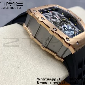 RICHARD MILLERM RM11-03 RG  KVF 1:1 Best Edition Crystal Skeleton Dial on Black Racing Rubber Strap A7750 V3 - Super Clone Watch | 1:1 Best Version