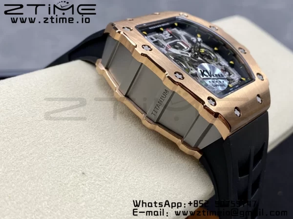 RICHARD MILLERM RM11-03 RG  KVF 1:1 Best Edition Crystal Skeleton Dial on Black Racing Rubber Strap A7750 V3 - Super Clone Watch | 1:1 Best Version