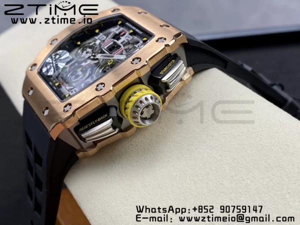 RICHARD MILLERM RM11-03 RG  KVF 1:1 Best Edition Crystal Skeleton Dial on Black Racing Rubber Strap A7750 V3 - Super Clone Watch | 1:1 Best Version