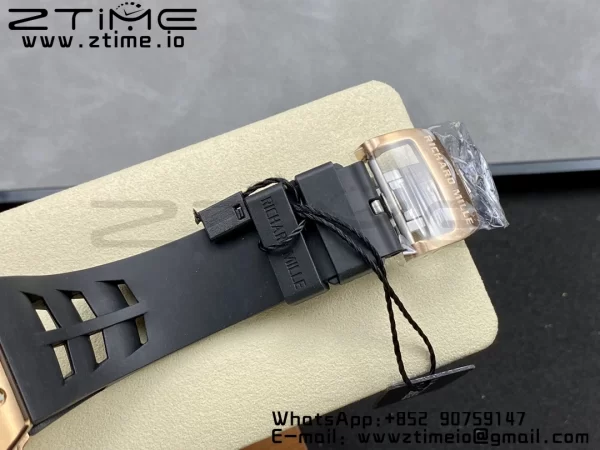 RICHARD MILLERM RM11-03 RG  KVF 1:1 Best Edition Crystal Skeleton Dial on Black Racing Rubber Strap A7750 V3 - Super Clone Watch | 1:1 Best Version