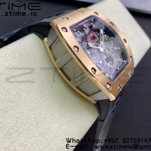RICHARD MILLERM  RM011 RG Chrono KVF 1:1 Best Edition Crystal Dial Black on Black Rubber Strap A7750 V3 - Super Clone Watch | 1:1 Best Version