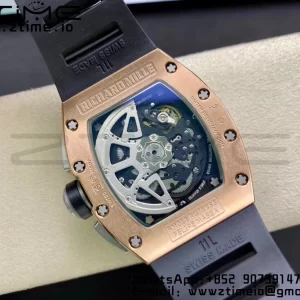 RICHARD MILLERM  RM011 RG Chrono KVF 1:1 Best Edition Crystal Dial Black on Black Rubber Strap A7750 V3 - Super Clone Watch | 1:1 Best Version