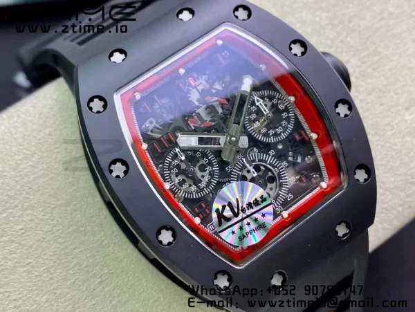 RICHARD MILLERM RM011 Ceramic Case Chrono KVF 1:1 Best Edition Ceramic Bezel Skeleton Dial On Rubber Strap A7750 V3 - Super Clone Watch | 1:1 Best Version