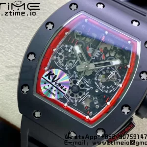 RICHARD MILLERM RM011 Ceramic Case Chrono KVF 1:1 Best Edition Ceramic Bezel Skeleton Dial On Rubber Strap A7750 V3 - Super Clone Watch | 1:1 Best Version