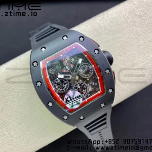 RICHARD MILLERM RM011 Ceramic Case Chrono KVF 1:1 Best Edition Ceramic Bezel Skeleton Dial On Rubber Strap A7750 V3 - Super Clone Watch | 1:1 Best Version