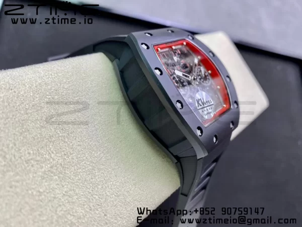 RICHARD MILLERM RM011 Ceramic Case Chrono KVF 1:1 Best Edition Ceramic Bezel Skeleton Dial On Rubber Strap A7750 V3 - Super Clone Watch | 1:1 Best Version