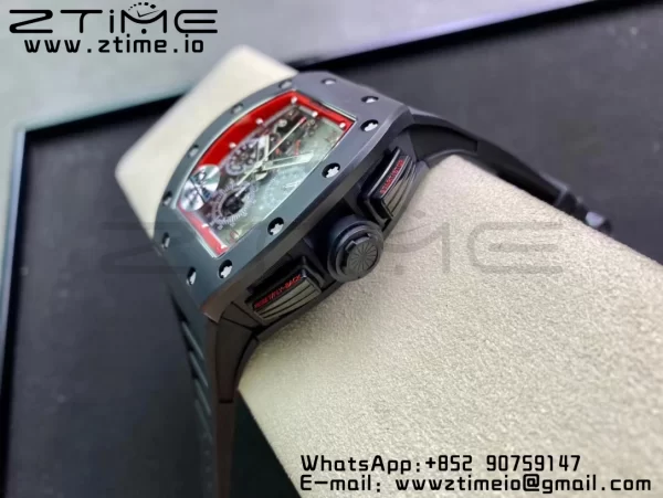 RICHARD MILLERM RM011 Ceramic Case Chrono KVF 1:1 Best Edition Ceramic Bezel Skeleton Dial On Rubber Strap A7750 V3 - Super Clone Watch | 1:1 Best Version
