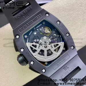 RICHARD MILLERM RM011 Ceramic Case Chrono KVF 1:1 Best Edition Ceramic Bezel Skeleton Dial On Rubber Strap A7750 V3 - Super Clone Watch | 1:1 Best Version