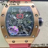 RICHARD MILLERM RM011 RG Chrono KVF 1:1 Best Edition Crystal Dial negru pe curea de cauciuc roșu A7750 V3 - Super Clone Watch | 1:1 Best Version