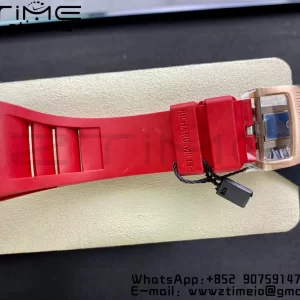 RICHARD MILLERM RM011 RG Chrono KVF 1:1 Best Edition Crystal Dial Black on Red Rubber Strap A7750 V3 - Super Clone Watch | 1:1 Best Version