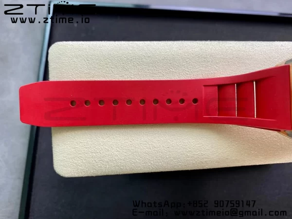 RICHARD MILLERM RM011 RG Chrono KVF 1:1 Best Edition Crystal Dial Black on Red Rubber Strap A7750 V3 - Super Clone Watch | 1:1 Best Version