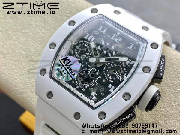 RICHARD MILLERM RM011 Ceramic Case Chrono KVF 1:1 Best Edition Ceramic Bezel Skeleton Dial On Rubber Strap A7750 V3 - Super Clone Watch | 1:1 Best Version
