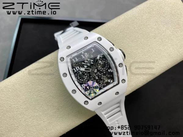 RICHARD MILLERM RM011 Ceramic Case Chrono KVF 1:1 Best Edition Ceramic Bezel Skeleton Dial On Rubber Strap A7750 V3 - Super Clone Watch | 1:1 Best Version