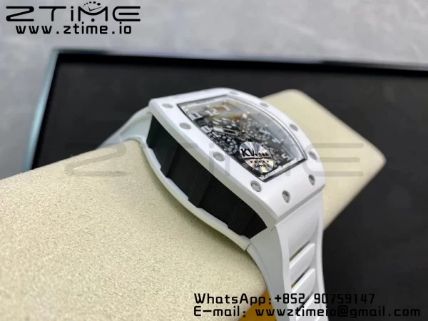 RICHARD MILLERM RM011 Ceramic Case Chrono KVF 1:1 Best Edition Ceramic Bezel Skeleton Dial On Rubber Strap A7750 V3 - Super Clone Watch | 1:1 Best Version