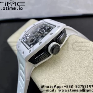 RICHARD MILLERM RM011 Ceramic Case Chrono KVF 1:1 Best Edition Ceramic Bezel Skeleton Dial On Rubber Strap A7750 V3 - Super Clone Watch | 1:1 Best Version