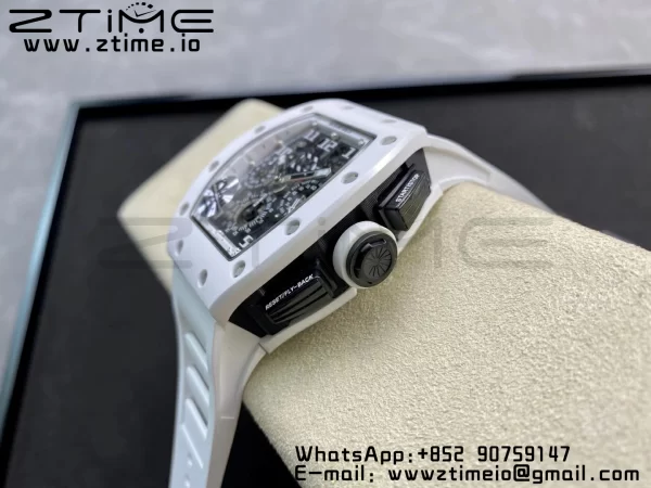 RICHARD MILLERM RM011 Ceramic Case Chrono KVF 1:1 Best Edition Ceramic Bezel Skeleton Dial On Rubber Strap A7750 V3 - Super Clone Watch | 1:1 Best Version