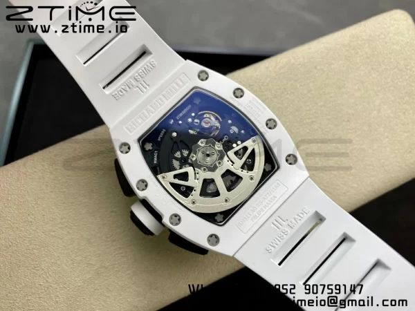 RICHARD MILLERM RM011 Ceramic Case Chrono KVF 1:1 Best Edition Ceramic Bezel Skeleton Dial On Rubber Strap A7750 V3 - Super Clone Watch | 1:1 Best Version