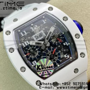 RICHARD MILLERM RM011 Ceramic Case Chrono KVF 1:1 Best Edition Ceramic Bezel Skeleton Dial On Rubber Strap A7750 V3 - Super Clone Watch | 1:1 Best Version