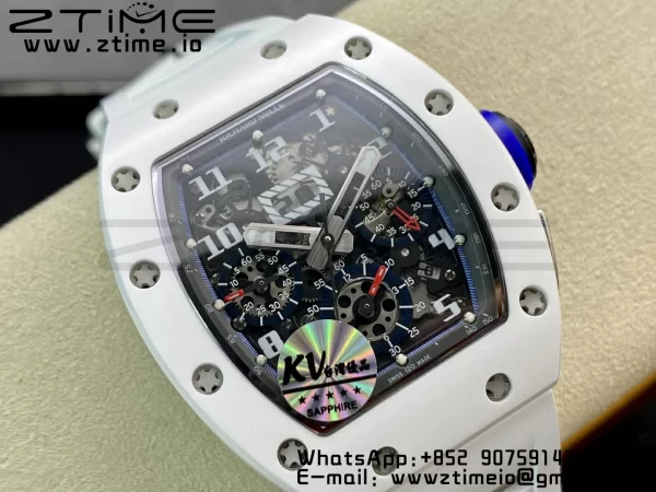 RICHARD MILLERM RM011 Ceramic Case Chrono KVF 1:1 Best Edition Ceramic Bezel Skeleton Dial On Rubber Strap A7750 V3 - Super Clone Watch | 1:1 Best Version