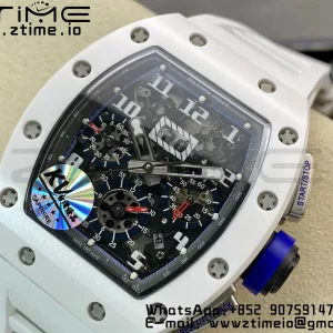 RICHARD MILLERM RM011 Ceramic Case Chrono KVF 1:1 Best Edition Ceramic Bezel Skeleton Dial On Rubber Strap A7750 V3 - Super Clone Watch | 1:1 Best Version