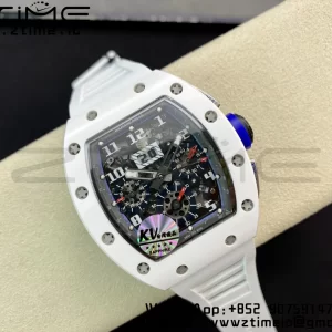 RICHARD MILLERM RM011 Ceramic Case Chrono KVF 1:1 Best Edition Ceramic Bezel Skeleton Dial On Rubber Strap A7750 V3 - Super Clone Watch | 1:1 Best Version
