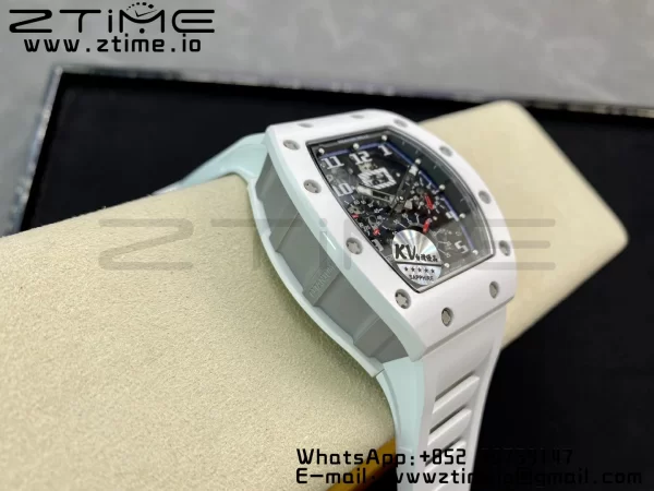 RICHARD MILLERM RM011 Ceramic Case Chrono KVF 1:1 Best Edition Ceramic Bezel Skeleton Dial On Rubber Strap A7750 V3 - Super Clone Watch | 1:1 Best Version