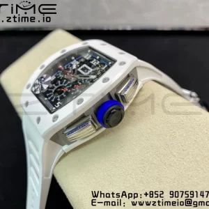 RICHARD MILLERM RM011 Ceramic Case Chrono KVF 1:1 Best Edition Ceramic Bezel Skeleton Dial On Rubber Strap A7750 V3 - Super Clone Watch | 1:1 Best Version