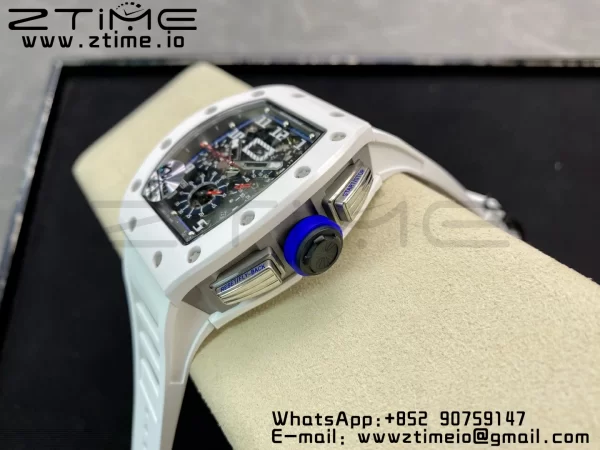RICHARD MILLERM RM011 Ceramic Case Chrono KVF 1:1 Best Edition Ceramic Bezel Skeleton Dial On Rubber Strap A7750 V3 - Super Clone Watch | 1:1 Best Version