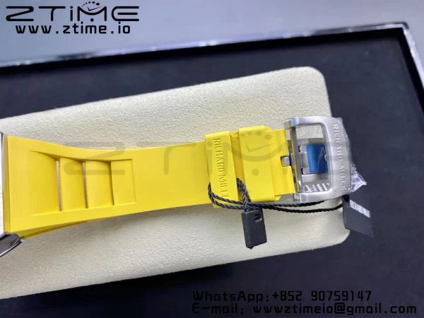RICHARD MILLERM RM011 SS Chrono KVF 1:1 Best Edition クリスタルダイヤル ブラック×イエローラバーストラップ A7750 V3 - スーパークローンウォッチ｜1:1ベストバージョン