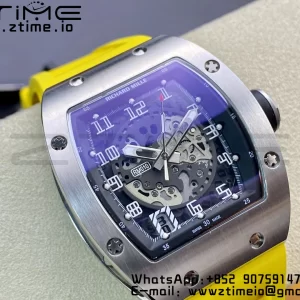 RICHARD MILLERM RM010 SS RMF Best Edition Μαύρο καντράν με κίτρινο λουράκι από καουτσούκ - Super Clone Watch | 1:1 Best Version