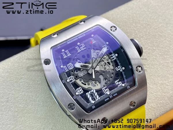 RICHARD MILLERM RM010 SS RMF Best Edition Μαύρο καντράν με κίτρινο λουράκι από καουτσούκ - Super Clone Watch | 1:1 Best Version