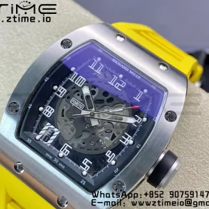 RICHARD MILLERM RM010 SS RMF Best Edition Μαύρο καντράν με κίτρινο λουράκι από καουτσούκ - Super Clone Watch | 1:1 Best Version
