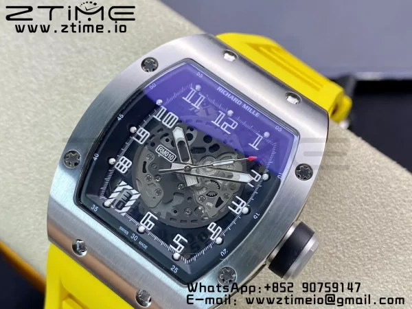 RICHARD MILLERM RM010 SS RMF Best Edition Μαύρο καντράν με κίτρινο λουράκι από καουτσούκ - Super Clone Watch | 1:1 Best Version