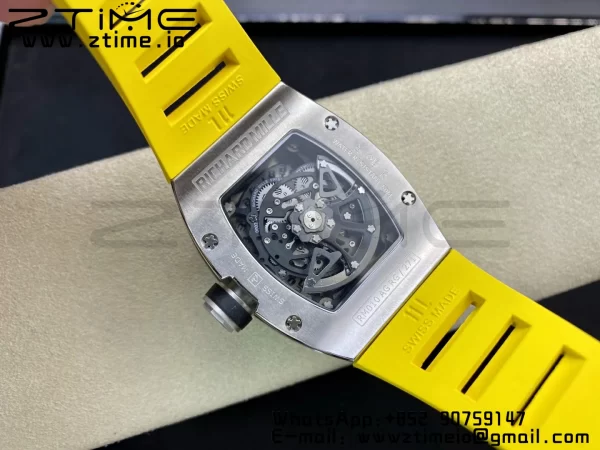 RICHARD MILLERM RM010 SS RMF Best Edition Μαύρο καντράν με κίτρινο λουράκι από καουτσούκ - Super Clone Watch | 1:1 Best Version