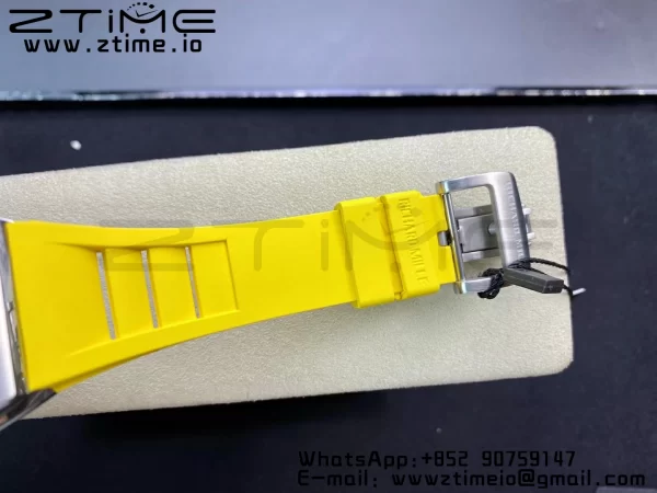 RICHARD MILLERM RM010 SS RMF Best Edition Μαύρο καντράν με κίτρινο λουράκι από καουτσούκ - Super Clone Watch | 1:1 Best Version