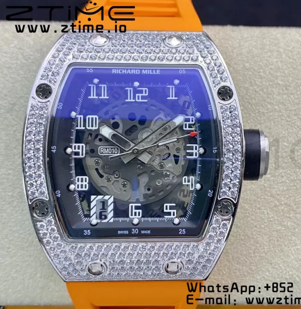 RICHARD MILLERM RM010 SS RMF Best Edition Black Dial on Orange Rubber Strap - Super Clone Watch | 1:1 Best Version