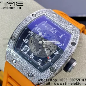 RICHARD MILLERM RM010 SS RMF Best Edition Black Dial on Orange Rubber Strap - Super Clone Watch | 1:1 Best Version