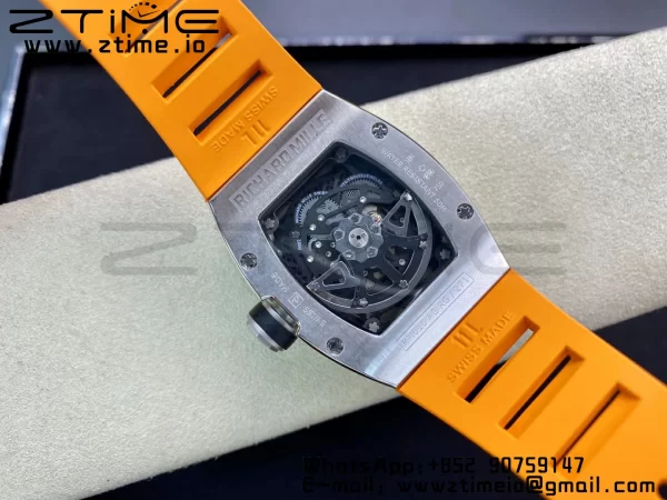 RICHARD MILLERM RM010 SS RMF Best Edition Black Dial on Orange Rubber Strap - Super Clone Watch | 1:1 Best Version